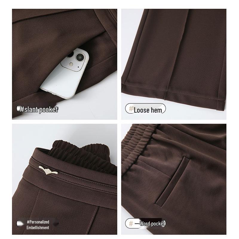 Women's Straight Wide-Leg High-Waist Pants for Spring/Autumn 2026 - Casual, Versatile Fashion for Middle-Aged & Elderly