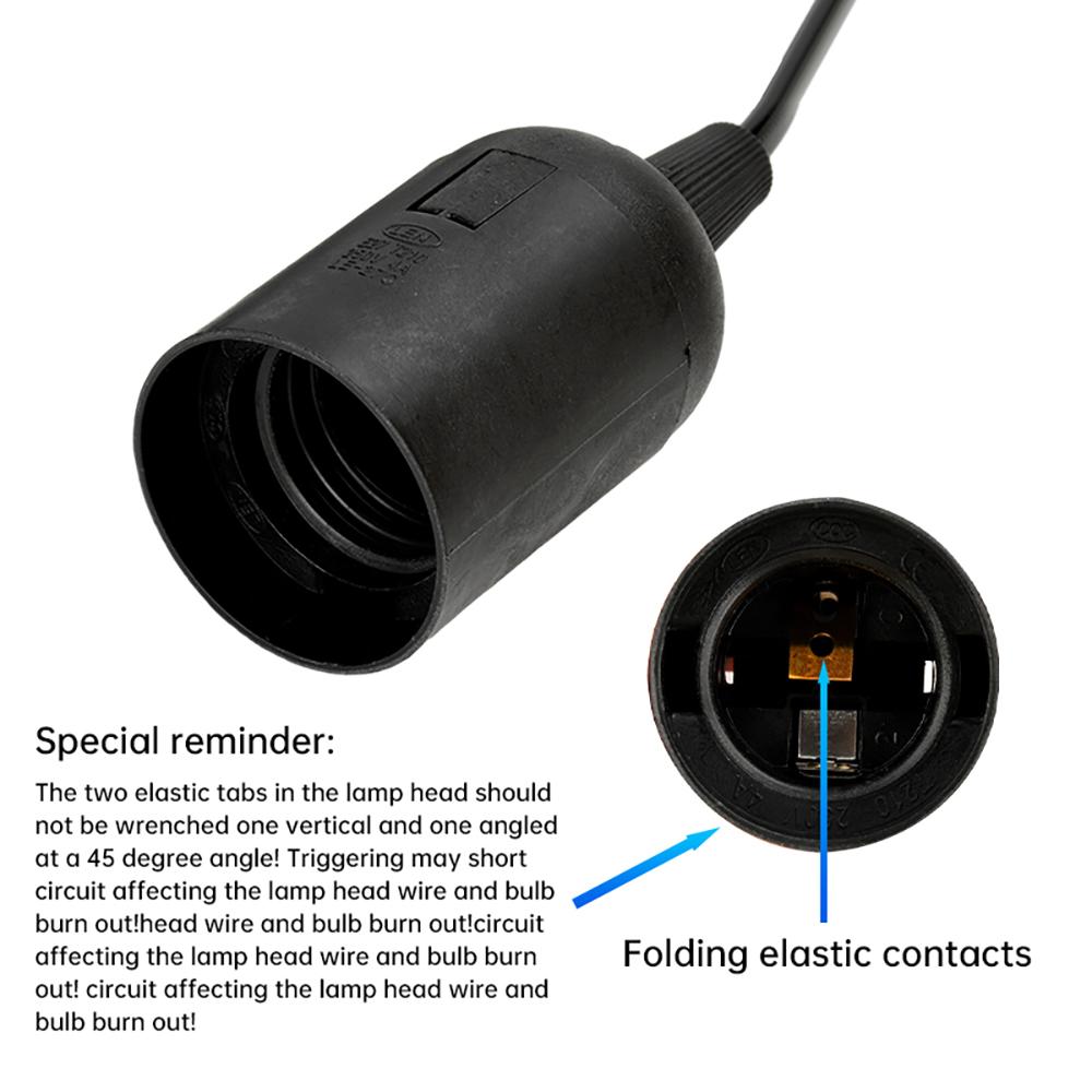 E27 Screw Lamp Holder 303 Switch Wire Plug for LED Lamp Socket AC 220V 50/60HZ Low Resistance Copper Core Wire with 1.8M Cable