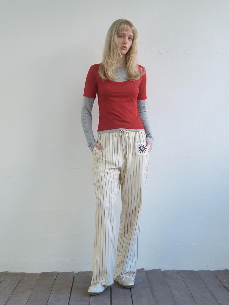KIJUN Layered Jersey Top Red