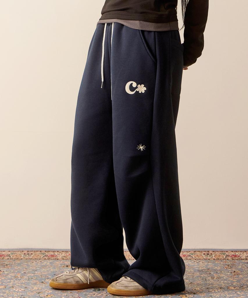 Ebeulisi Pintuck Patchwork Sweatpants (Navy)