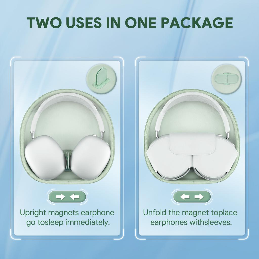 מארז חכם לאוזניות AirPods Max - תומך במצב שינה, מארז סיליקון קל משקל ונייד, תיק אחסון עמיד בפני זעזועים לנסיעות