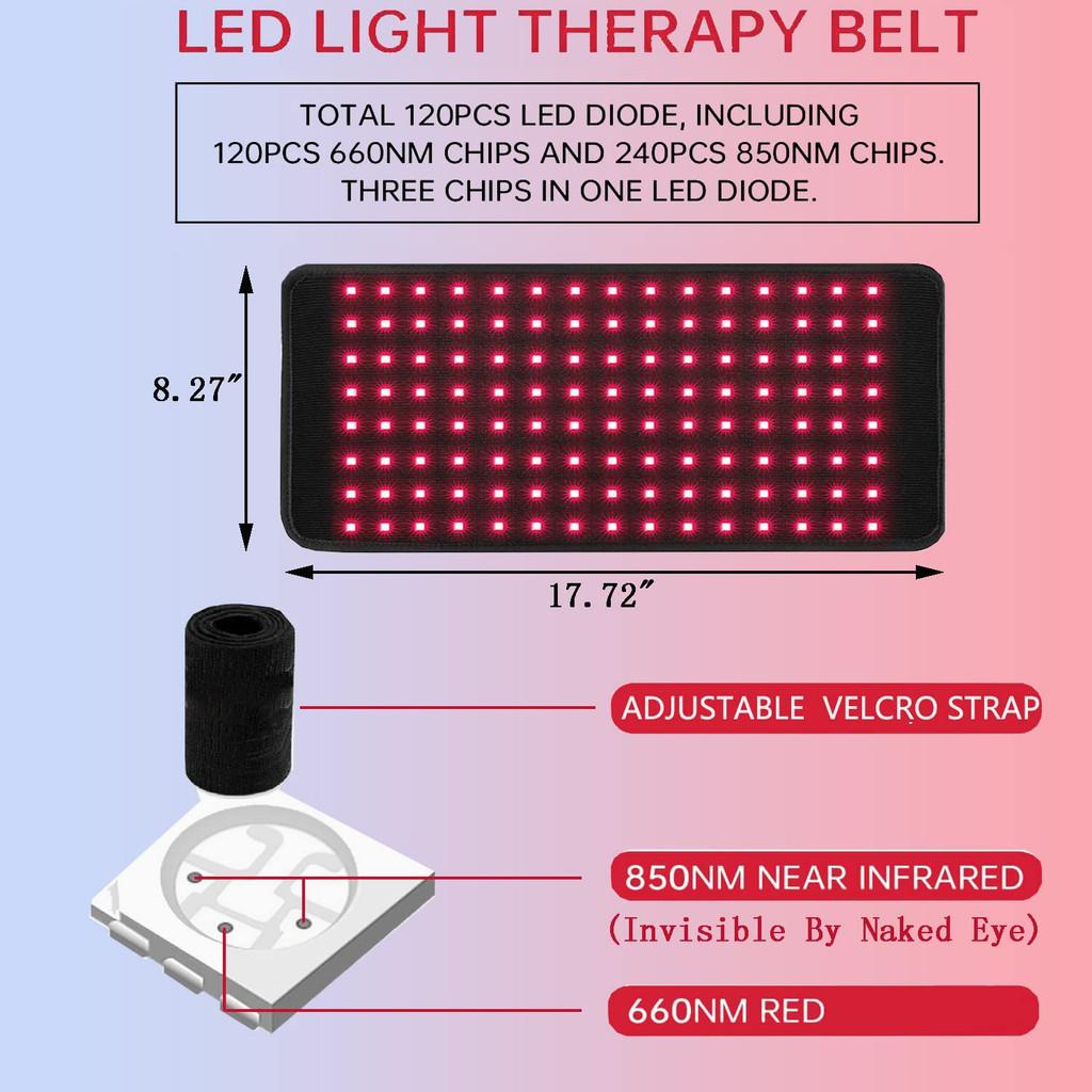 660nm & 850nm Body Pain Relief Deep Therapy Belt Household Portable Heating Pad Red Infrared Light Therapy Pad