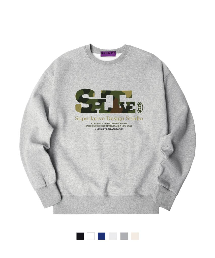 NUHABIT N/H Camo Spltv Oversized Fleece-Lined Sweatshirt (Gom4-5Nh168)
