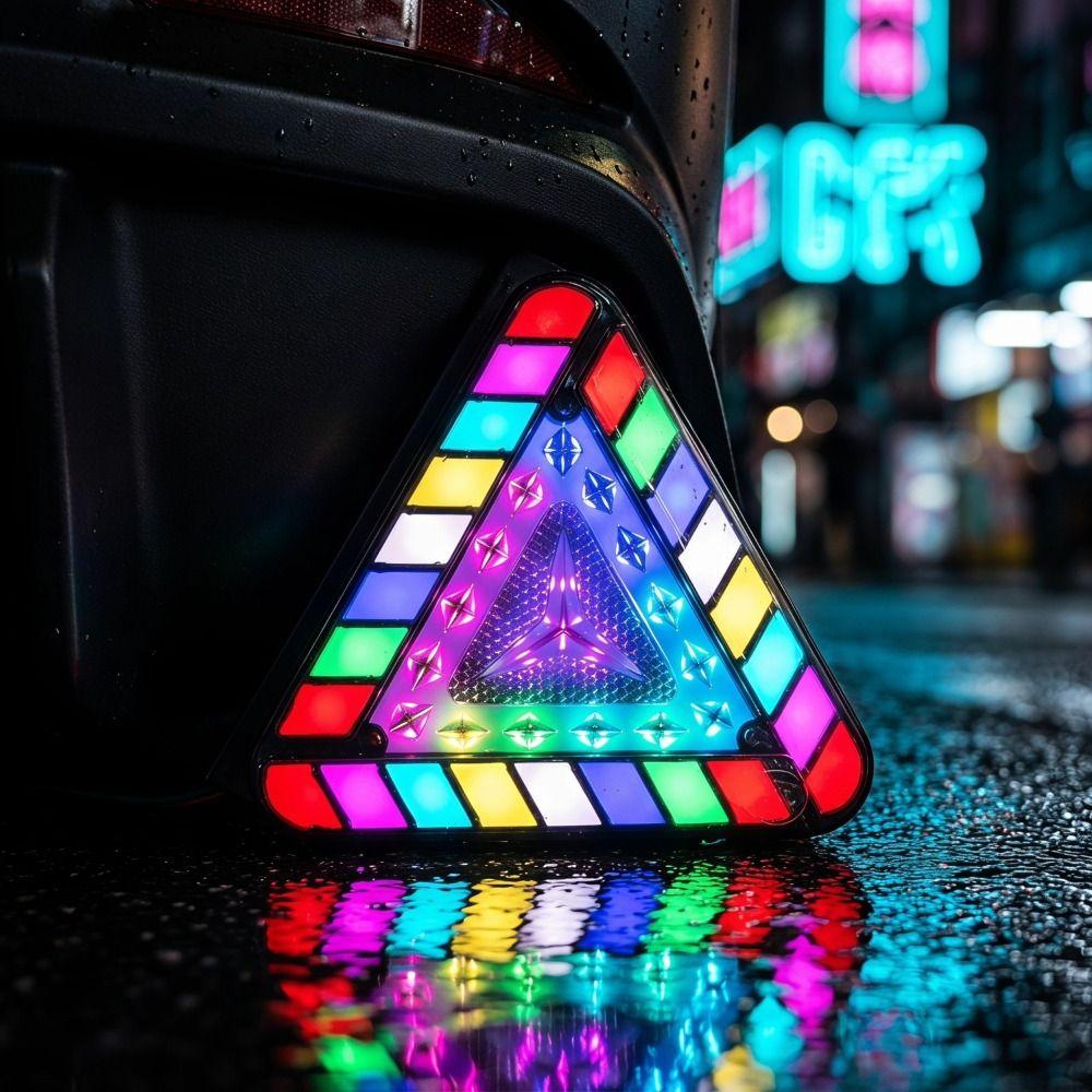 RGB Color Tail Lights Tricolor Triangular LED Lights Universal Strobe Light Modification Parts