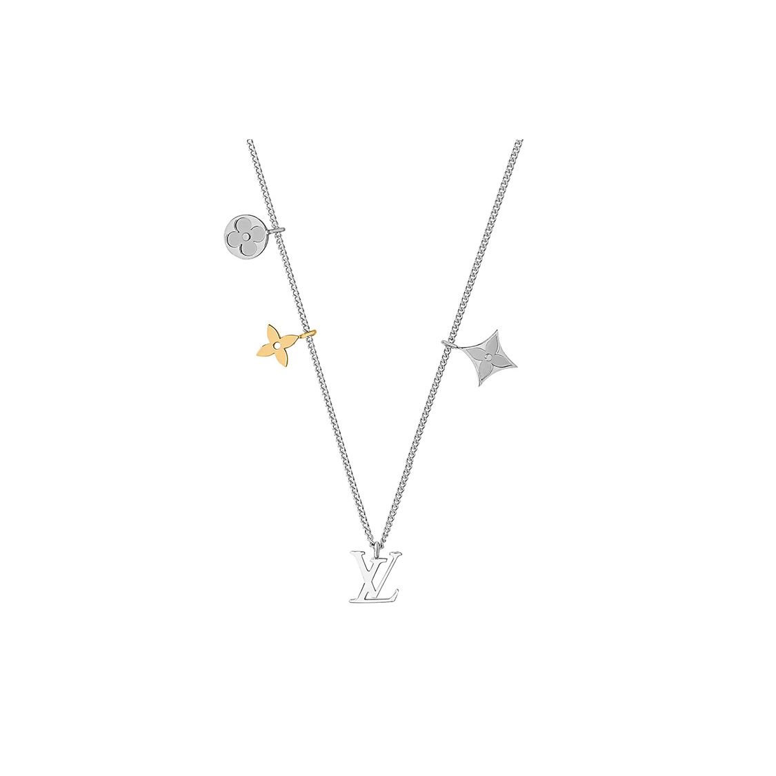 

Louis Vuitton Instinct Monogram Floral Pattern Necklace Unisex necklace Silver M00521 Box+Shopping Bag