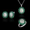 Luxury Natural Opal Green Agate Set 925 Sterling Silver Pendant Necklace Earrings Ring Fine Jewelry for Women's Party Wear