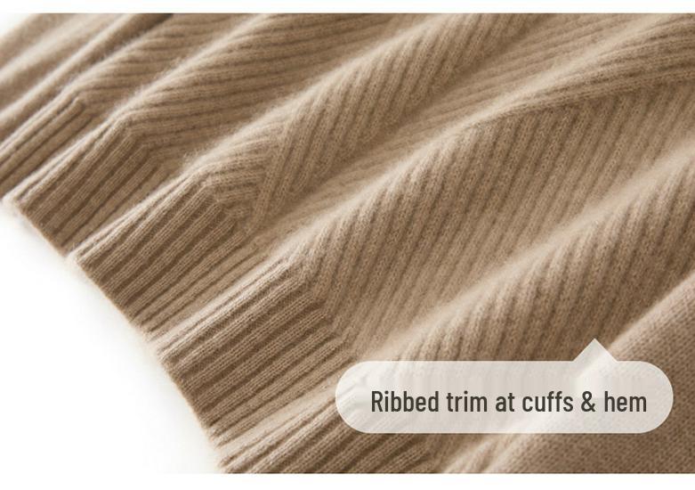 Women's Urban Casual Cashmere Sweater - Half-High Neck, Long Sleeve, Thick, Solid Color, Autumn/Winter Pullover Base Layer.