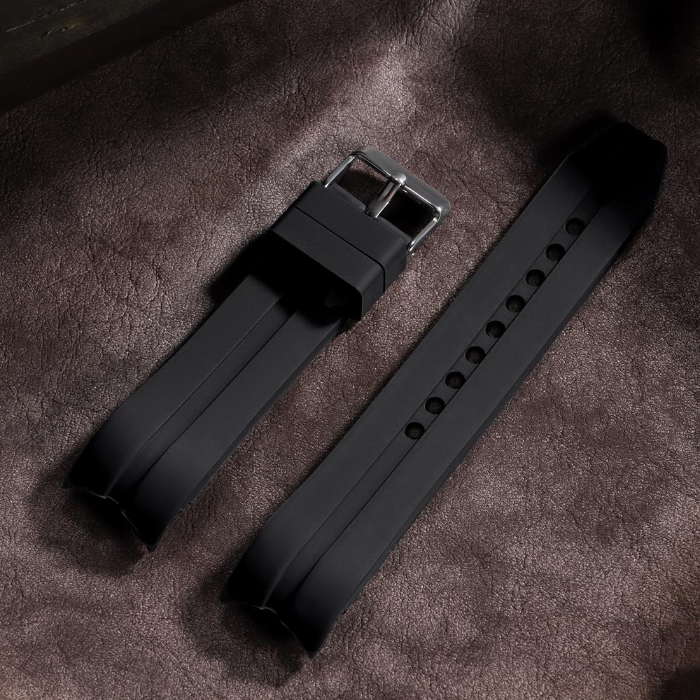 

22mm 24mm 26mm Universal Elbow Arc Soft Silicone Strap Rubber Band Sport Waterproof Replacement Bracelet Watch Accessories 22mm чорний