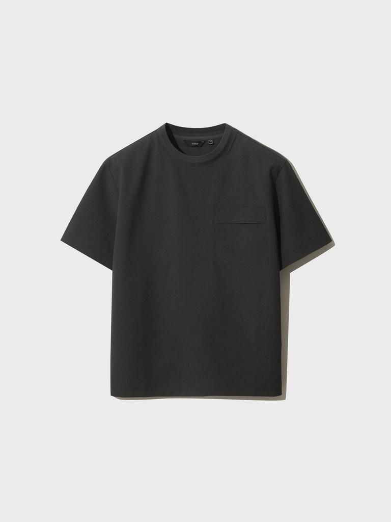 AND Z Men'S Woven Air Dot Round Short Sleeve T-Shirt_Blg2Tr1002