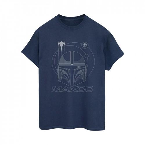 STAR WARS Womens/Ladies The Mandalorian Rings Helmet Cotton Boyfriend T-Shirt