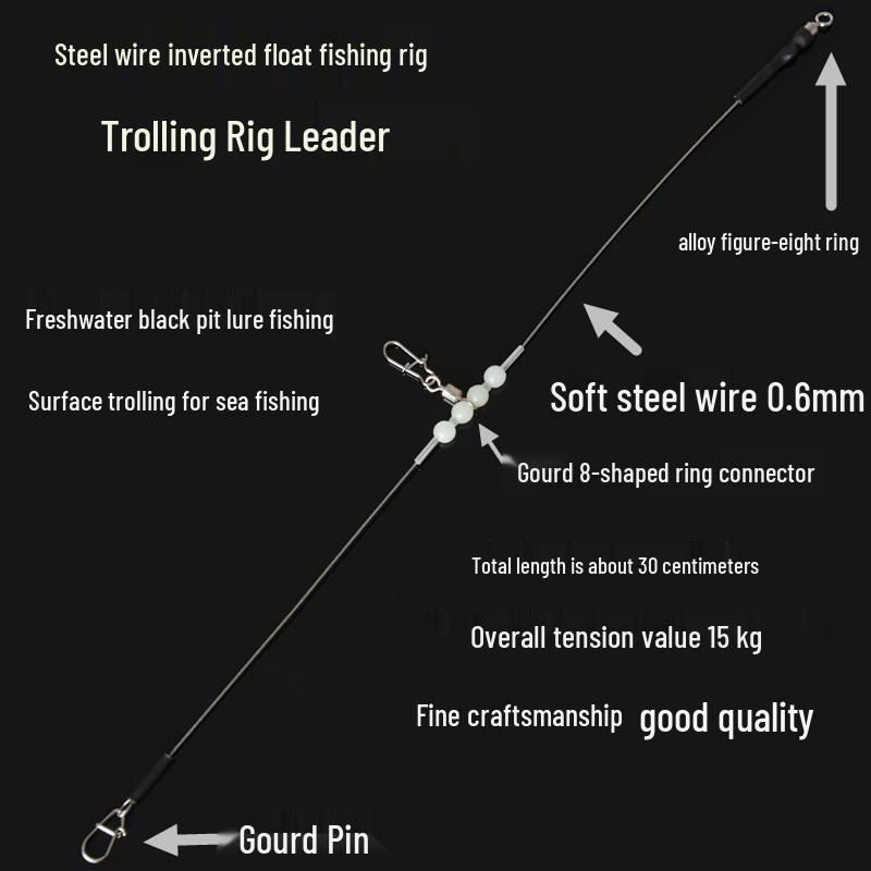 

Durable Anti-Bite Steel Wire Fishing Rig for Drop Shot & Trolling 30cm