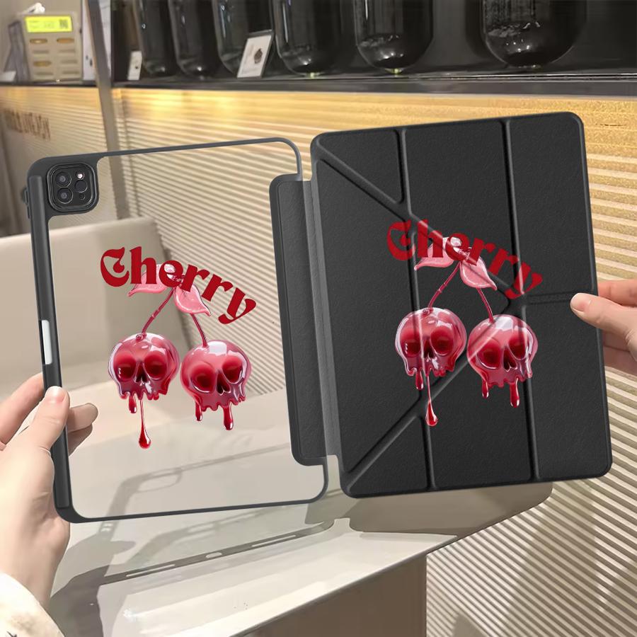 Fruit Cherry Holder Cover Tablet Case For iPad Air 4 5 M3 M2 1 2 M4 11inch Pro 2025 Pro 11th 10th 9th 8th 7th 12.9inch Mini 6 7