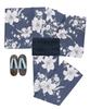 Yukata Set Junior Retro Change Weave 3 Piece Set Heiko C Girls Lily Floret Evening [KYOETSU] (Yukata, Obi, Geta) (130cm, 11. Wear)