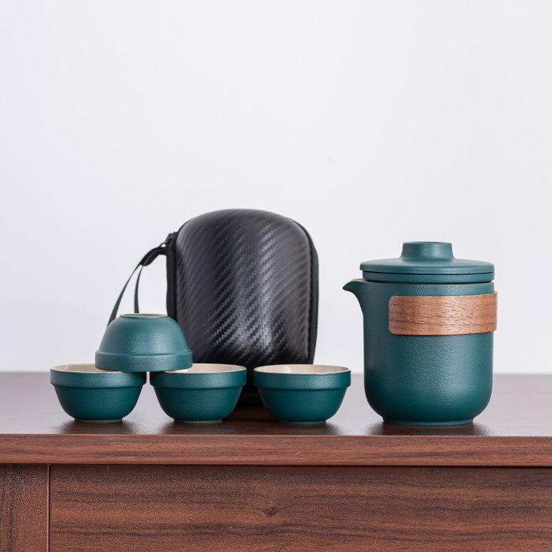 Travel Tea Set, Gift, High-end Ceramic Portable Outdoor Tea, One Pot of Four Cups, New Chinese Express Cup