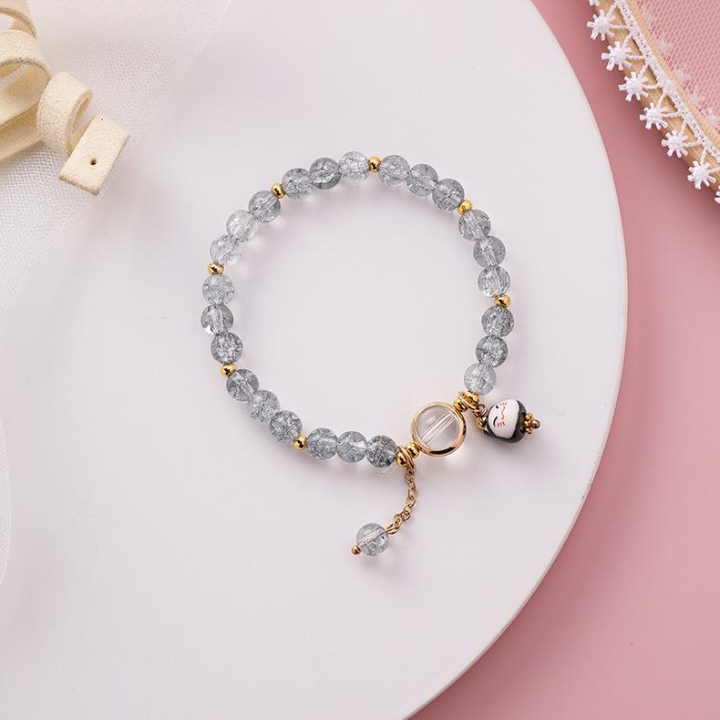 b100 2026 New Summer Simple Ceramic Sweet Transparent Lucky Cat Star Bracelet Fashion Women Beach Fashion Trend Daily Jewelry