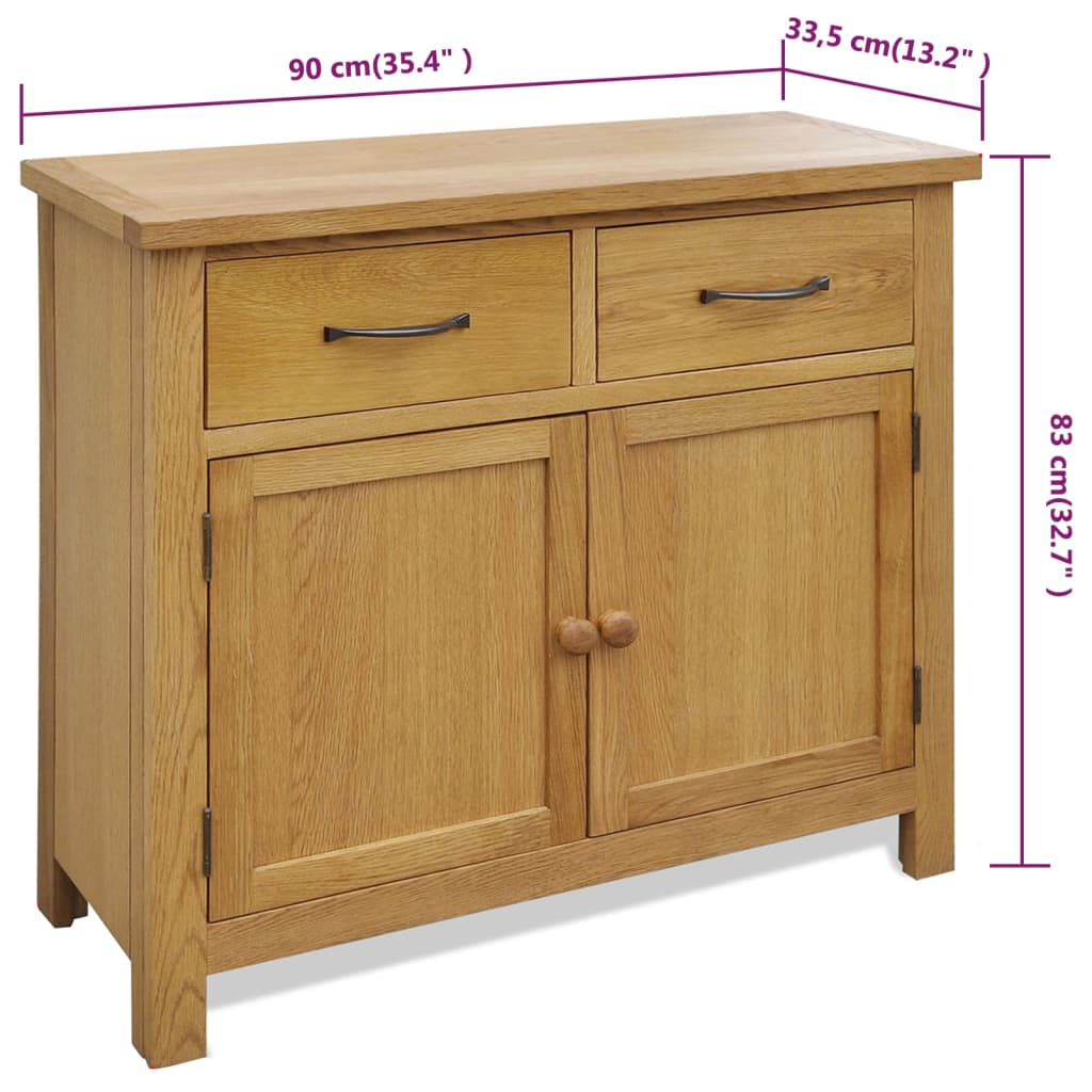Sideboard 90 x 33.5 x 83 cm Solid Oak