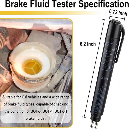 ecocstm Brake Fluid Tester, Brake Fluid Moisture Tester, Brake Tester | Brake Fluid Liquid Tester Pen with 5 LED Indicators, Auto Brake Diagnostic