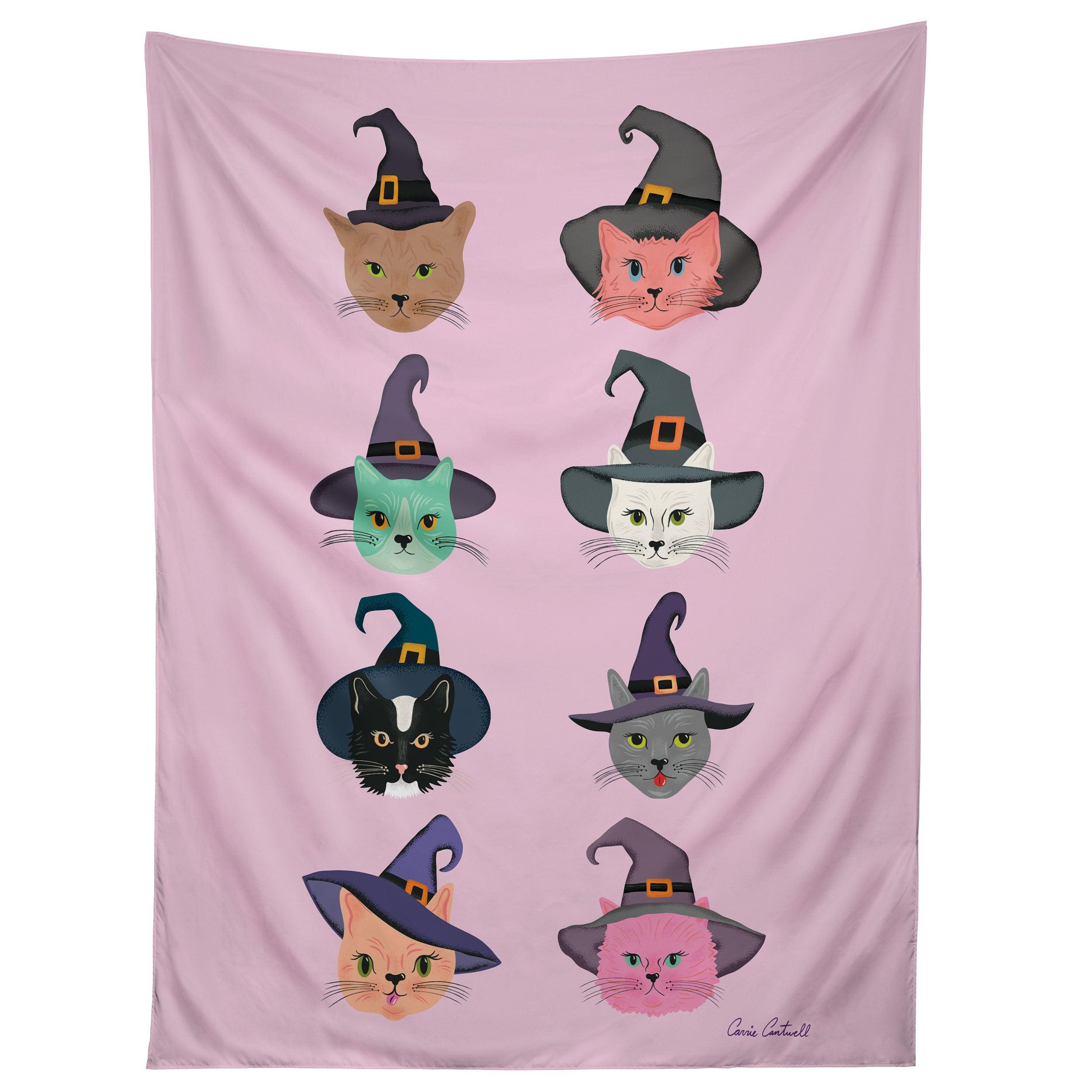 WITCHY KITTIES HALLOWEEN CATS tapestry 75x100