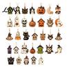 Vintage Cartoon Ghost Pumpkin Tags Halloween Wooden Ornaments, Rustic Spooky Owl Skull Decorative for Fall Festivals Hanging Decoration Fireplace Tree