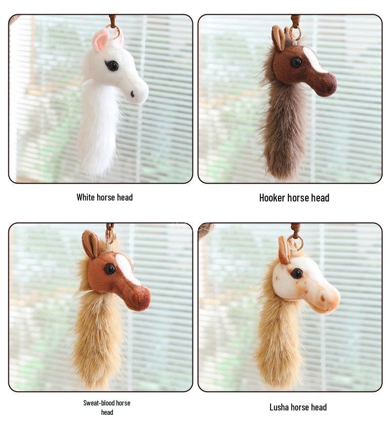 Year of the Horse Akhal-Teke White Horse Plush Keychain - Small Pendant Toy & New Year Gift