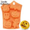 Halloween Holiday Pumpkin Cake Mold 6 Cell Silicone Molds Ghost Bat Chocolate Mould Cake Decorating Tool DIY Bakeware Tools