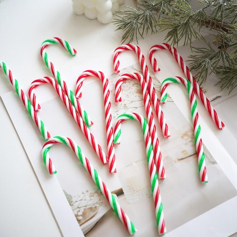 200/10Pcs Christmas Candy Cane Decoration Twisted Plastic Candy Cane Party Christmas Tree Hanging Twisted Crutch Xmas Pendants