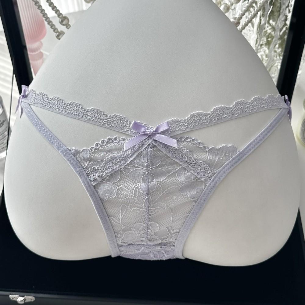 Seamless French Style Briefs Transparent Women Underwear Thin Strap Lace Flower Panties  Girl