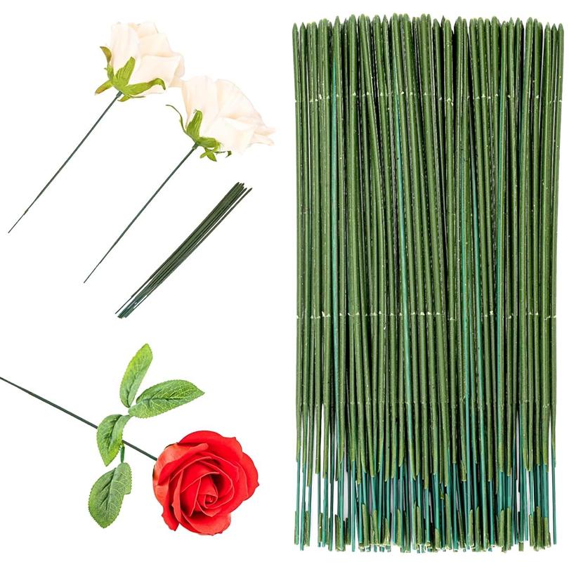 Artificial Green Flower Stems Iron Wire Wedding Celebration Bridal Bouquet Festival Home Vases Garland DIY Manual Material Decor