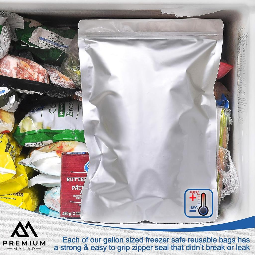 25 Mylar-Beutel 1 Gallone - Extra Dick 9,4 Mil - 10"x14" Luftdicht Vakuumversiegelbar Versiegelbare Mylar-Beutel für Langzeit-Lebensmittelaufbewahrung - Geruchsneutral Hitzebeständig