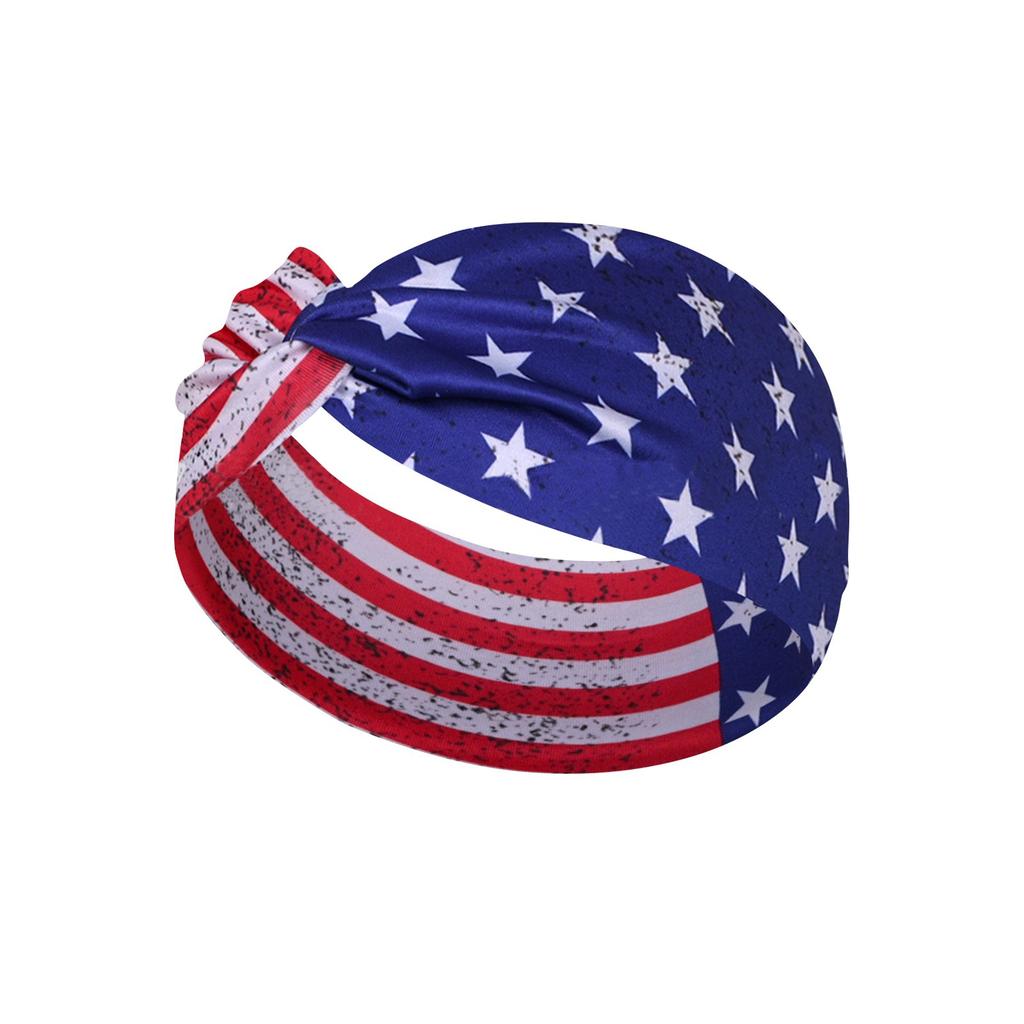 Retro Star Stripe Twisted Sweat Absorbing Yoga Running Headband for Sports and Party Decoration Unisex Stretchy Hair Band