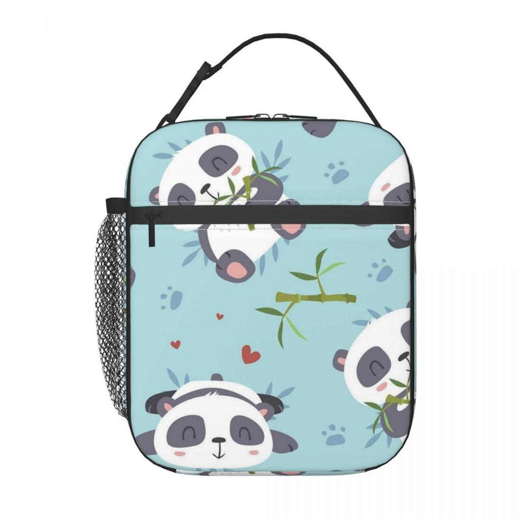 Cartoon-Panda und Bambusmuster Isolierte Lunchtasche für Damen Kinder Auslaufsichere Lebensmittelboxen Thermische Lunchbox Tragetasche