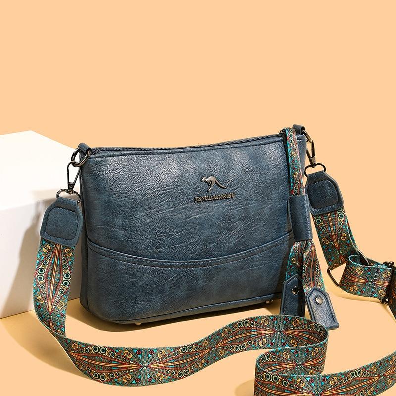 Retro Soft Leather Crossbody Bag Simple Bucket Bag Large-capacity Single-shoulder Bag