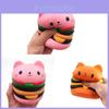 Jucărie Squishy Pisică Hamburger cu Revenire Lentă din Material PU Moale pentru Ameliorarea Stresului și Cadou