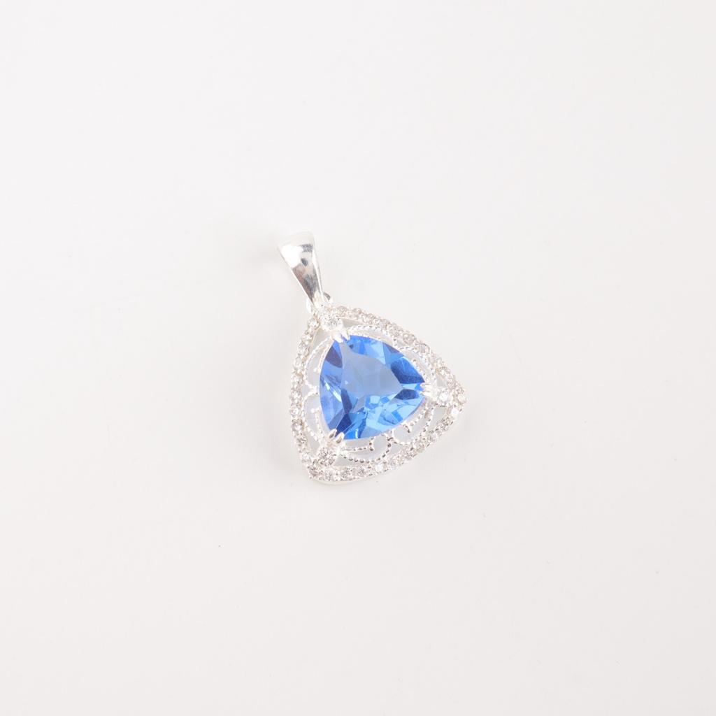Tanzanite Gemstone 925 Sterling Silver Jewelry Zircon Pendant 0.99" Gift For Her CZP-8-6