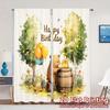 2pcs, 2D FLAT PRINTING Curtains (Without Rod) BearBirthday Modern Window Curtain Durable 100% Polyester Fabric Curtains Festive