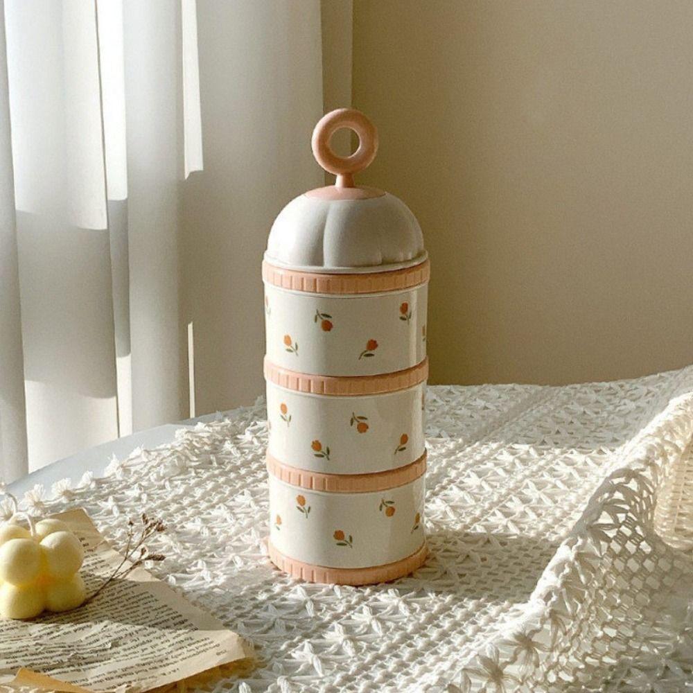 3 Layers Baby Milk Powder Box Tulip Portable Formula Dispenser Kids Snack Container  Travel