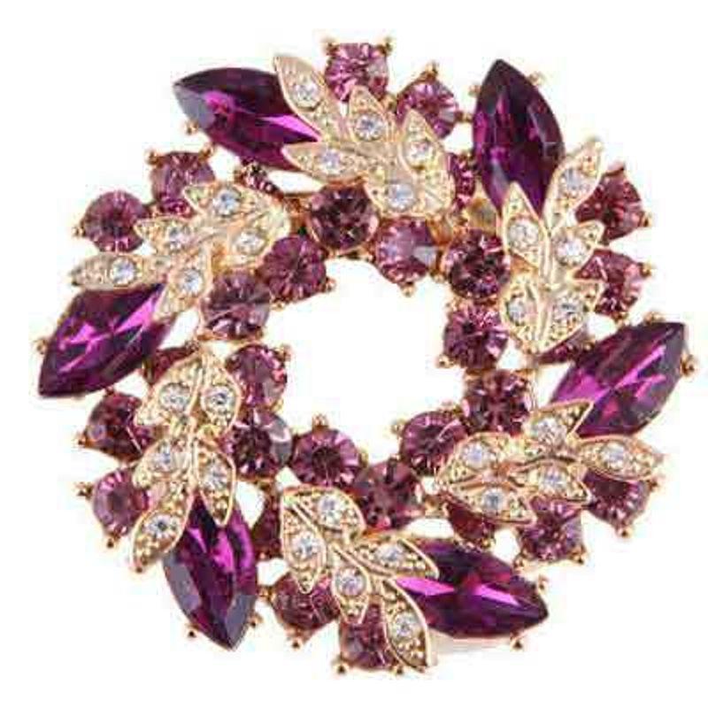 European and American Style Multi-Colored Floral Wreath Brooches, Fashionable Rhinestone Pins, Versatile and Elegant Suit Accessories