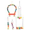 Bird Toy Colorful Wooden Parrot Swing Toy Set Parrot Swing Chewing Toys with Bells