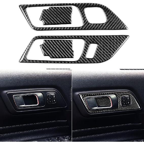 NVCNX Real Carbon Fiber Compatible with Ford Mustang GT 2015- 2016 2017 2018 Accessories Car Gear Shift Frame Cover Interior Trim Sticker Decal