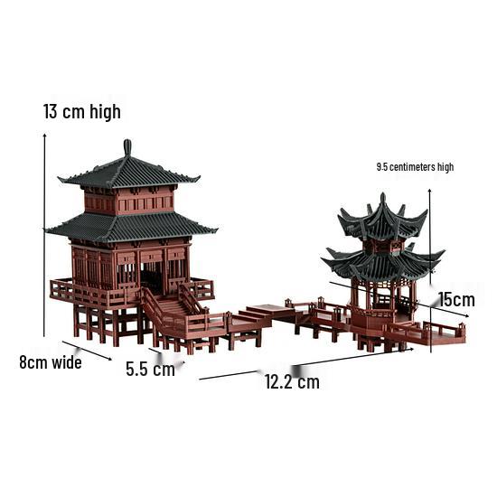 Павильон Синъюнь: Подсвеченный садовый павильон, модель с альпинарием, резервуаром для воды и элементами для рыбок