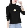 Women's Slim-Fit Double-Sided Fleece T-Shirt - Trendy Half-High Neck for Autumn/Winter 2024