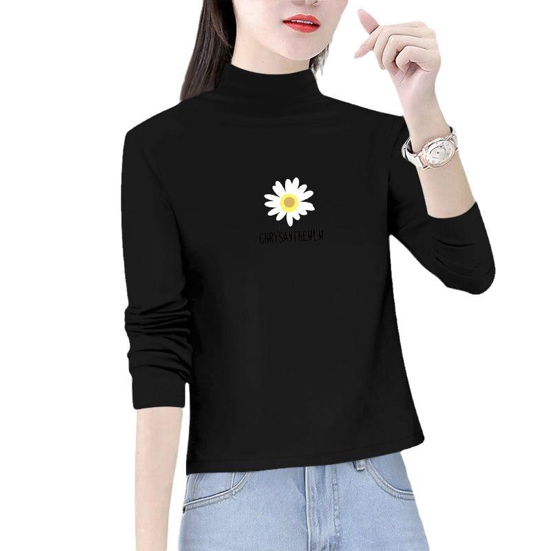 Women's Slim-Fit Double-Sided Fleece T-Shirt - Trendy Half-High Neck for Autumn/Winter 2024