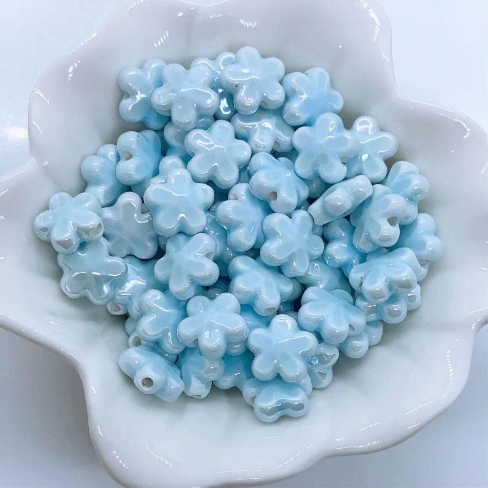 10pcs Ceramic Five-petaled Flower Bead Handmade Craft Jewelry Making Material Gift