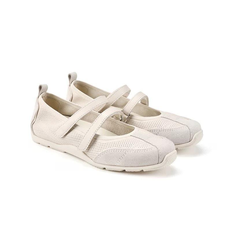 

Ретро туфли-балетки с круглым носком, с двойными ремешками, с мелким вырезом, 2025, новые, темпераментные, универсальные, спортивные и повседневные, женские 35 белый