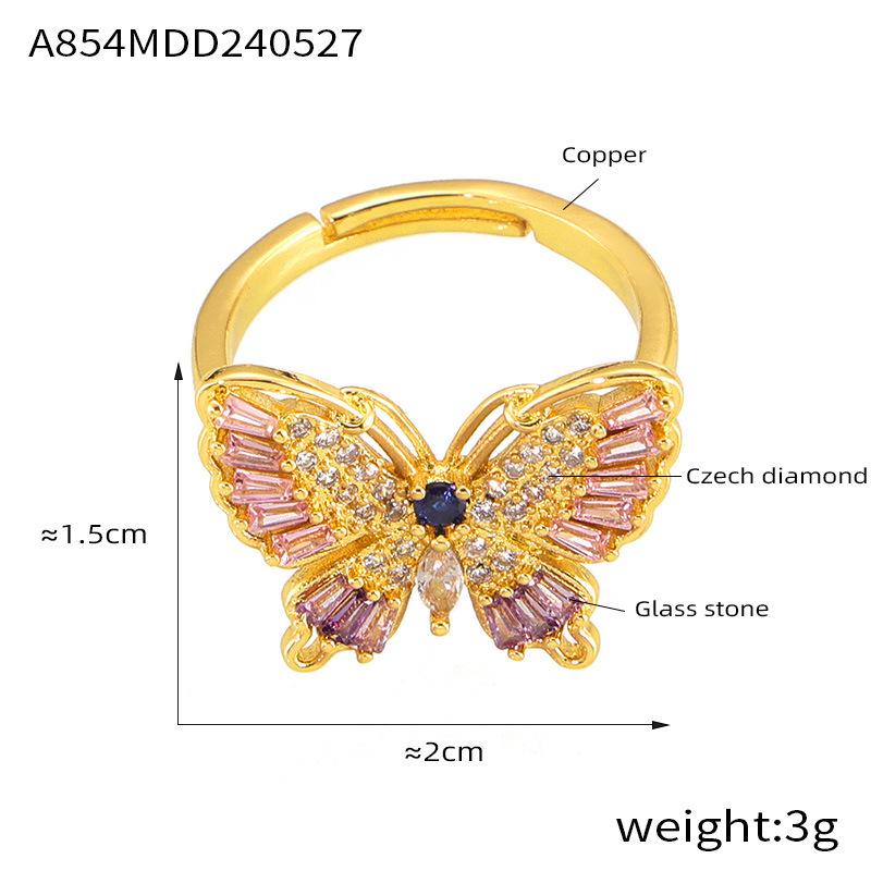 Elegant Light Luxury Zircon Butterfly Ring