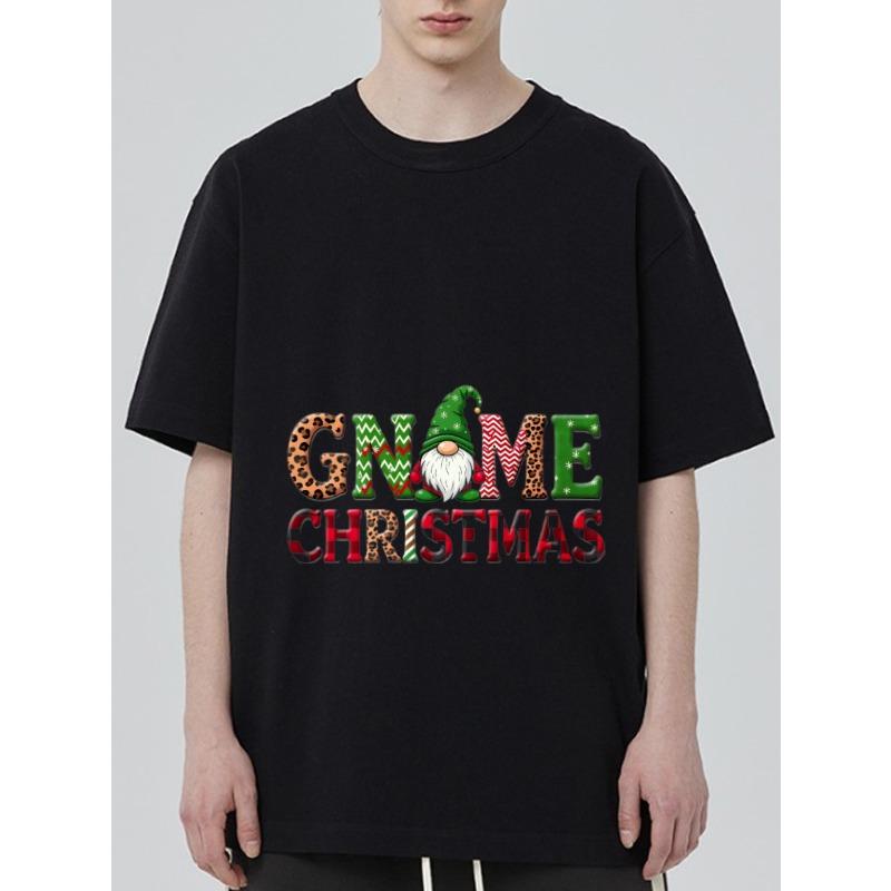 

Christmas T Shirt Black Gnome Christmas Pattern and Text Holiday Party Wear XXXXL