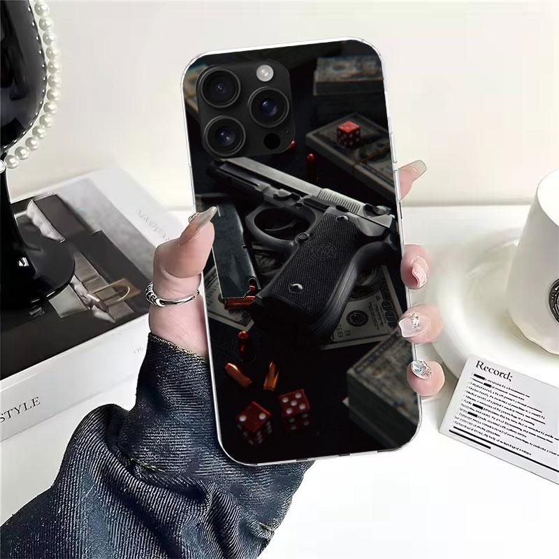 Gun Bullets AK47 Handgun Soft Phone Case For IPhone 11 17 Air 16E 16 Pro Max 15 + 14 Plus 13 Mini 12 Apple 7 SE 8 Fundas Coque 1