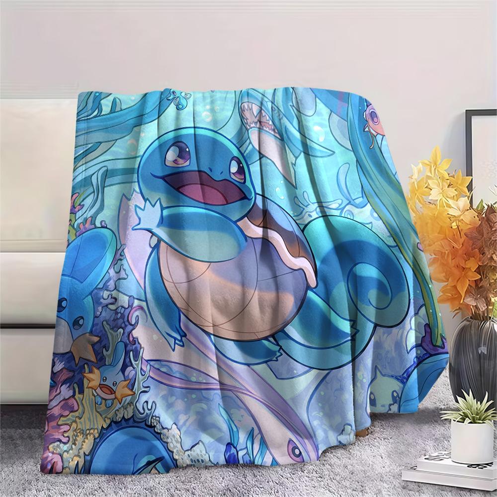 Süße Squirtle-Print Flanelldecke, Hohe Qualität, Bequem für alle Jahreszeiten, Heimdekoration, Wärme und Komfort