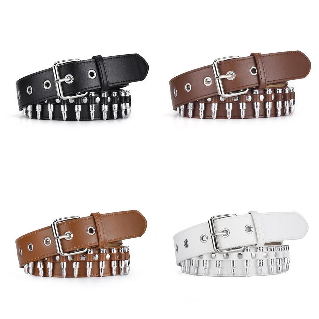 Head Bullet Fashionable Decorated Pu Leather Belt For Men And Women In Chic Colors
