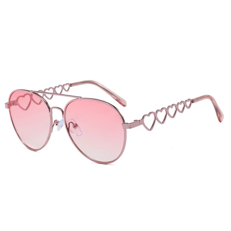 Korean Style Retro Round Heart-Shaped Frame Sunglasses: Trendy Light-Colored Street Style for Children